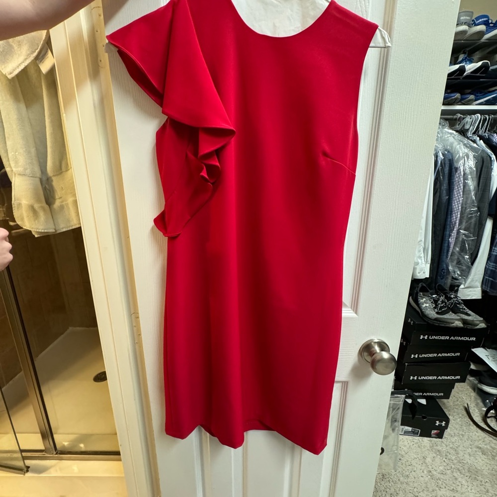 Maggy London One shoulder ruffle dress